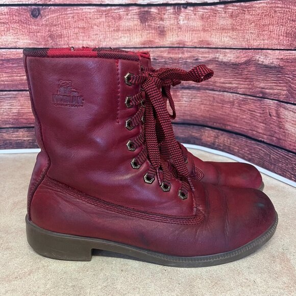 Kodiak Red Leather Combat Moto Ankle Waterproof Boot - Picture 1 of 16